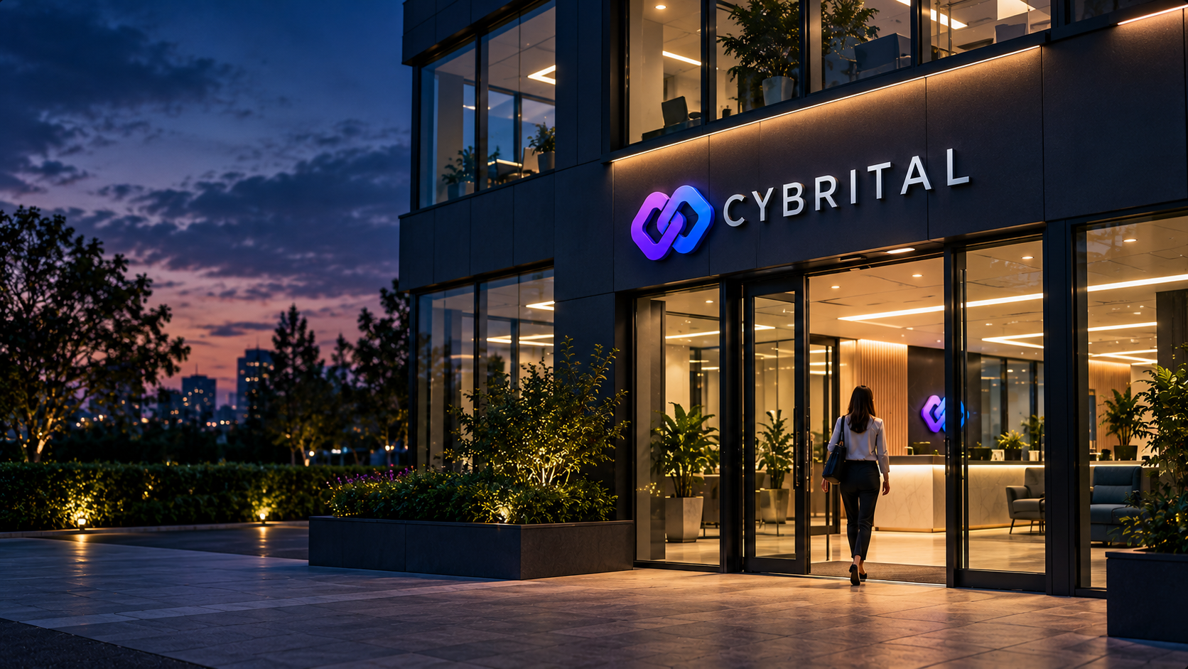 Woman entering the CYBRITAL office
